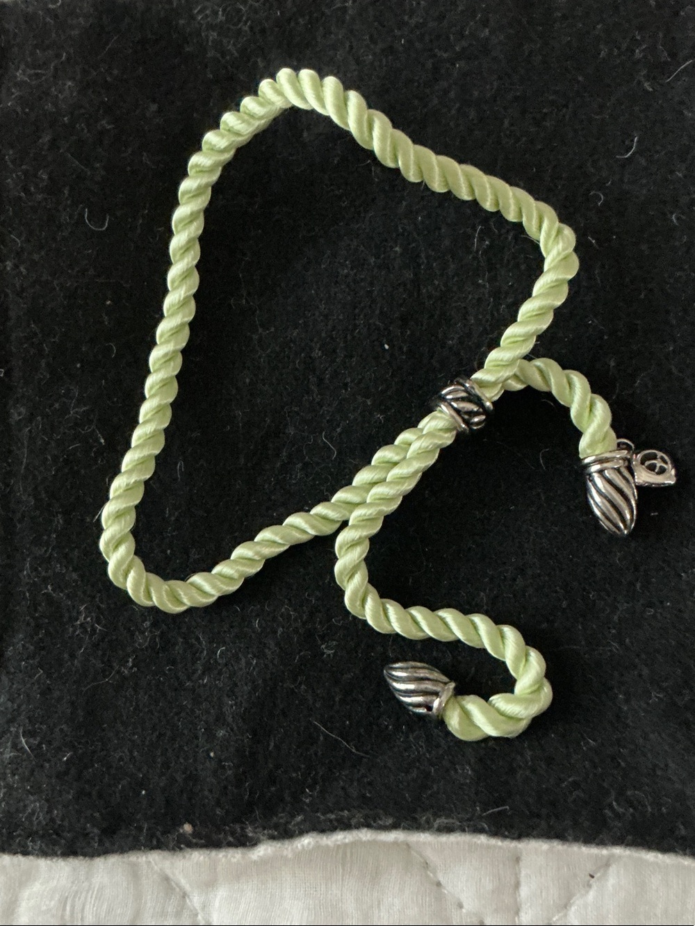 David Yurman Light Green Twisted Rope Bracelet with Silver Accents